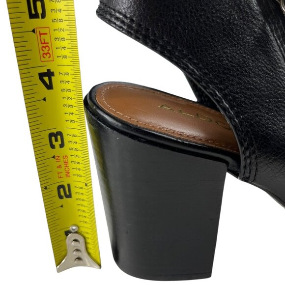 Aldo Black Leather Upper Open Toe Open Heel Booties Zipper Detail Size 7.5 - Picture 14 of 16